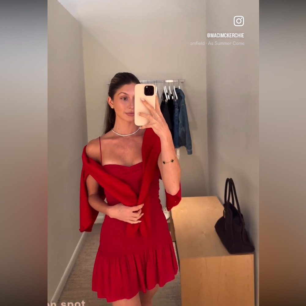 Reformation Janessa Red Ruched Mini Dress - Picture 4 of 15